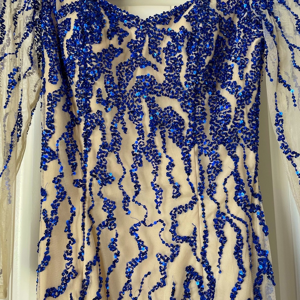Sparkle blue and cream dress